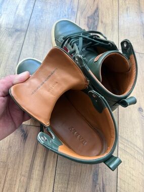 Bally Green Leather High-Top Boots with Tan Interior